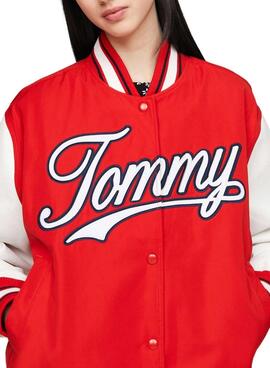 Cazadora Tommy Jeans Letterman Rojo Para Mujer