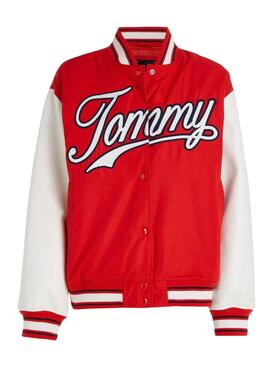 Cazadora Tommy Jeans Letterman Rojo Para Mujer