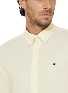 Camisa Tommy Hilfiger 1985 Flex Oxford Amarillo Para Hombre