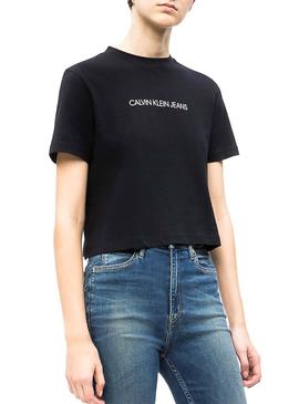 Camiseta Calvin Klein Shrunken Crop Negro Mujer