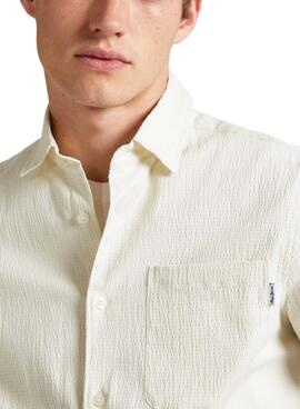 Camisa Pepe Jeans Pyke Beige Para Hombre