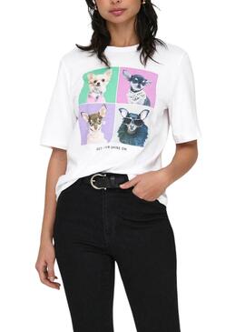 ONLDORTE LIFE BOXY S/S DOG TOP BOX White Dog