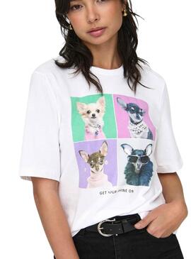 ONLDORTE LIFE BOXY S/S DOG TOP BOX White Dog