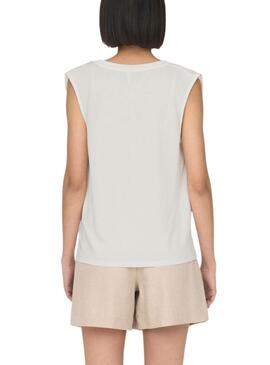 Camiseta Only Free Modal Satin Beige Para Mujer