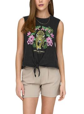 Camiseta Only Lucy Knot Eagle Negro Para Mujer