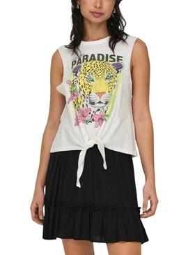 Camiseta Only Lucy Knot Eagle Blanco Para mujer