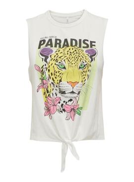 Camiseta Only Lucy Knot Eagle Blanco Para mujer