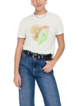 Camiseta Only Free Leaf Blanco Para Mujer