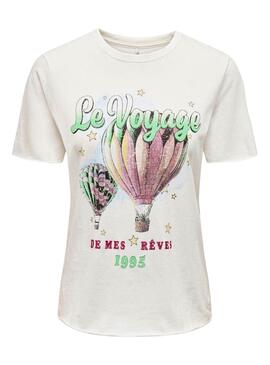 Camiseta Only Lucy Voyage Blanco Para Mujer