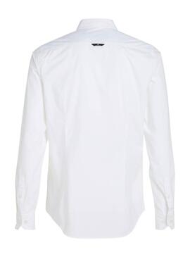 Camisa Calvin Klein Jeans Slim Strech Blanco Para Hombre