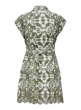 Vestido Only Lou Camisero Estampado Verde  Para Mujer