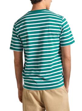 Camiseta Pepe Jeans Striped Eggo Verde Para Hombre