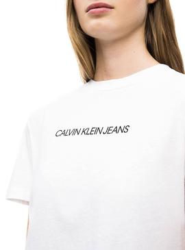 Camiseta Calvin Klein Shrunken Crop Blanco Mujer