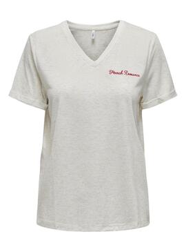 Camiseta Only Lulu Cuello Pico Blanco Para Mujer