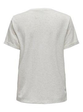 Camiseta Only Lulu Cuello Pico Blanco Para Mujer