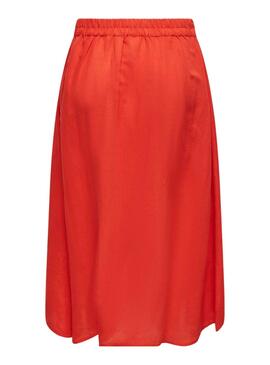 Falda Only Siff Lino Midi Rojo Para Mujer