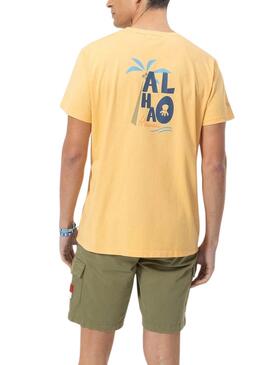 Camiseta El Pulpo Aloha Naranja Para Hombre
