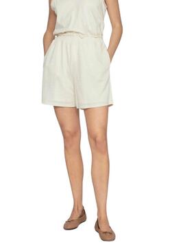 Shorts Vila Vicarmena Beige  Para Mujer