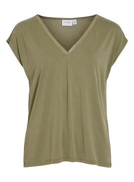 Camiseta Vila Vimodala Glitter Verde Para Mujer