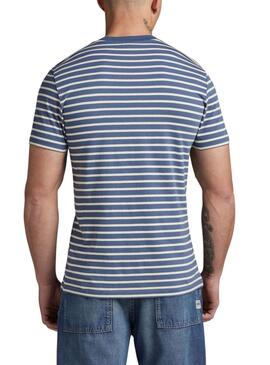 Camniseta G-Star Azul Stripe Slim para Hombre