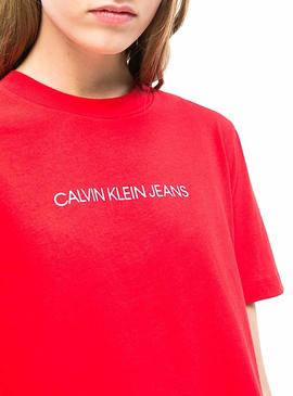 Camiseta Calvin Klein Shrunken Crop Mujer Rojo