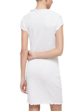 Vestido Tommy Jeans Bodycon Fruncido Blanco