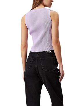 Top Calvin Klein Jeans woven label lila para mujer