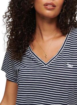 Camiseta Superdry de rayas marino para mujer