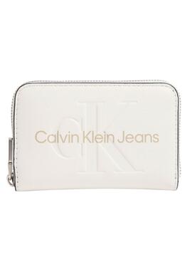 Cartera Calvin Klein Zip Around beige para mujer