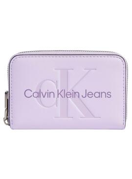 Cartera Calvin Klein Zip Around morado para mujer
