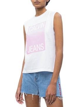 Camiseta Calvin Klein Jeans Muscle Blanco Mujer