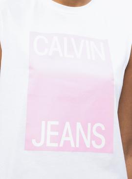 Camiseta Calvin Klein Jeans Muscle Blanco Mujer