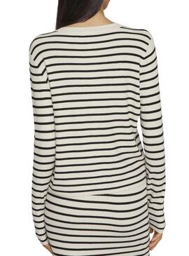 Cárdigan de punto Vila Vizicha rayas negro y beige para mujer