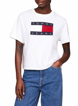 Camiseta Tommy Jeans Flag blanco para mujer