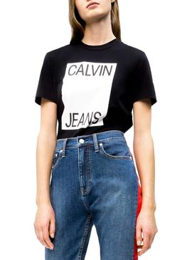 Camiseta Calvin Klein Straight Negro Mujer