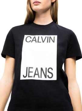 Camiseta Calvin Klein Straight Negro Mujer