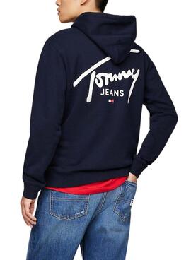 Sudadera Tommy Jeans Logo Signature marino para hombre