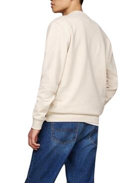 Sudadera Tommy Jeans Flag Crew beige para hombre
