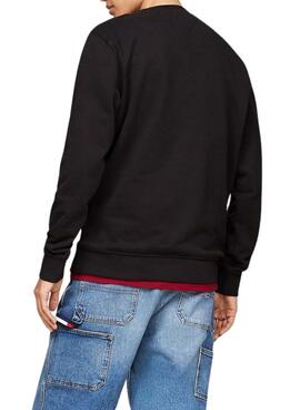 Sudadera Tommy Jeans Flag Crew negro para hombre