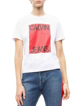Camiseta Calvin Klein Straight Blanco Mujer