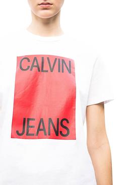 Camiseta Calvin Klein Straight Blanco Mujer
