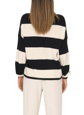 Jersey Only Latia rayas negro y beige para mujer