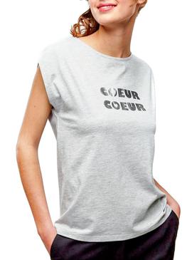Camiseta Naf Naf Corazon Gris Mujer