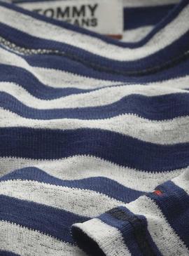 Camiseta Tommy Jeans Sheer Stripe Azul Mujer