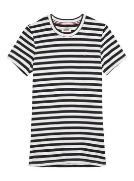 Camiseta Tommy Jeans Fitted Crew Stripes Mujer