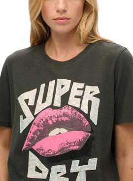 Camiseta Superdry Lo-Fi Punk negro para mujer