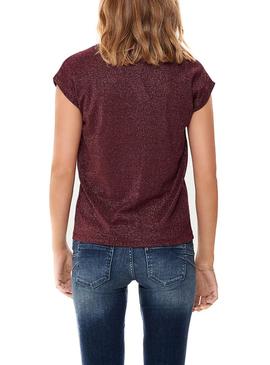 Camiseta Only Silvery Granate Mujer