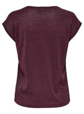 Camiseta Only Silvery Granate Mujer