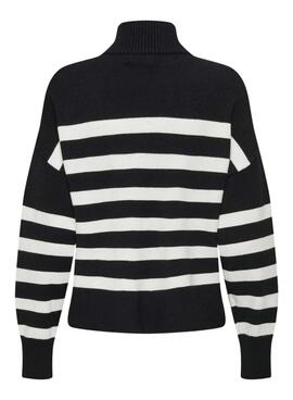 Jersey Only Baria cuello alto rayas negro para mujer