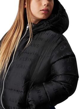 Chaqueta Calvin Klein de plumas logo negro niña